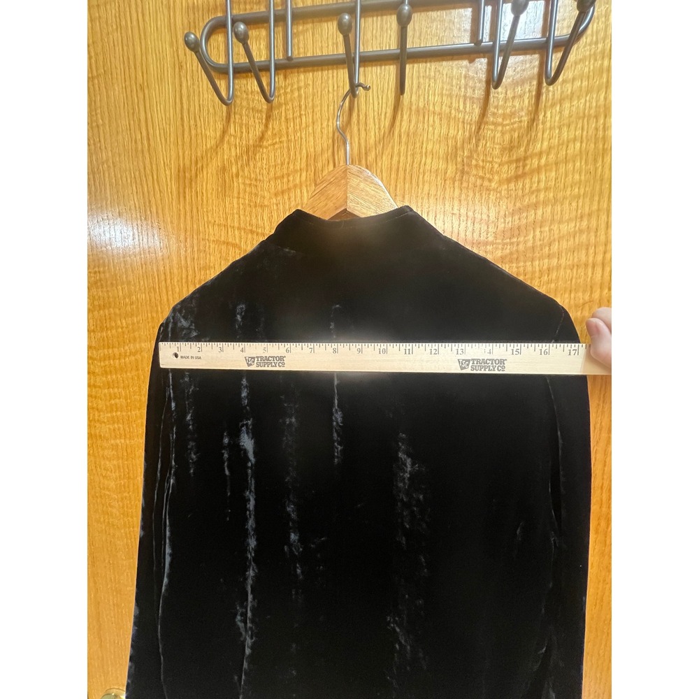 J.Jill Black Silk Blend Velvet Double Breasted Mandarin Collar Blazer Jacket L - Picture 9 of 9